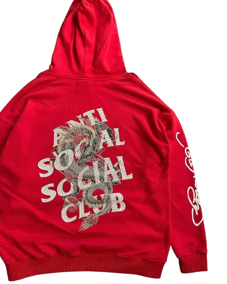2018 Ed Hardy x Anti Social Social Club "Dragon" swaroski hoodie - Image 6