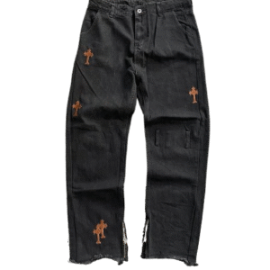 Cross zip denim pant (orange cross)